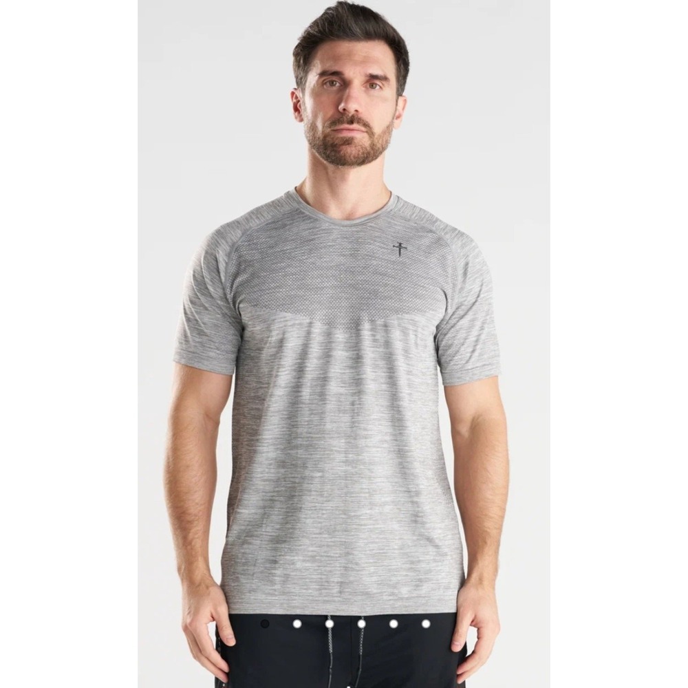 Three Nails Mens Seamless Tee Training Shirt Grey Marl Mesh Gym Top Med